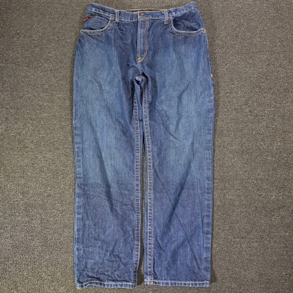 Ariat FR M3 Loose Fit Jeans Mens 36x32‎ Blue Flame Resistant Work Safety Denim